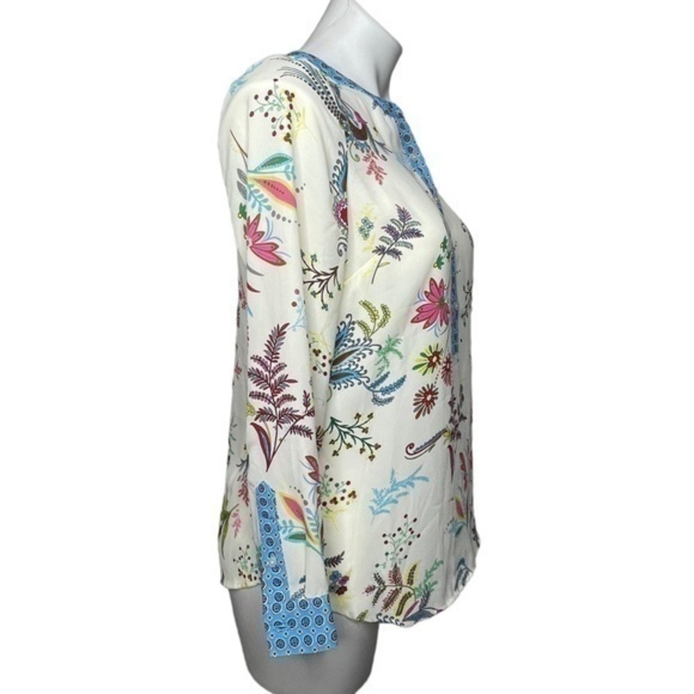 Talbots Tunic Blouse | Women SP small petite | Floral Semi Sheer Cream - Picture 2 of 11